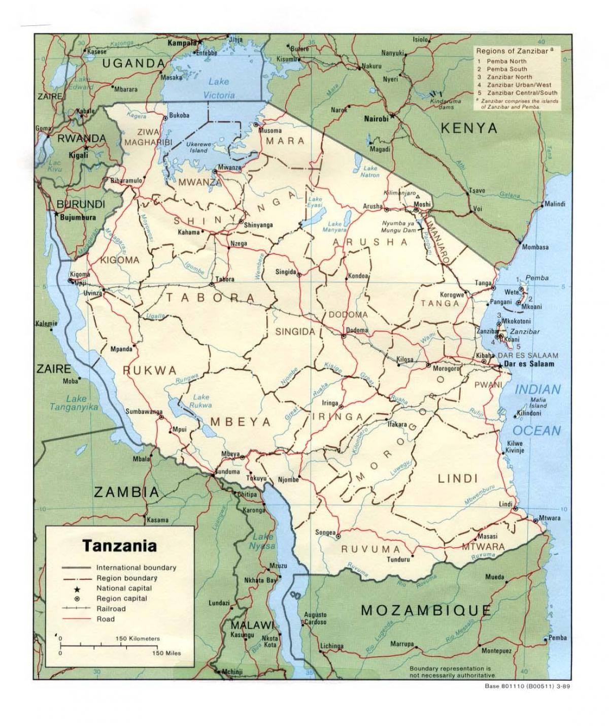Mappa dei siti storici in tanzania
