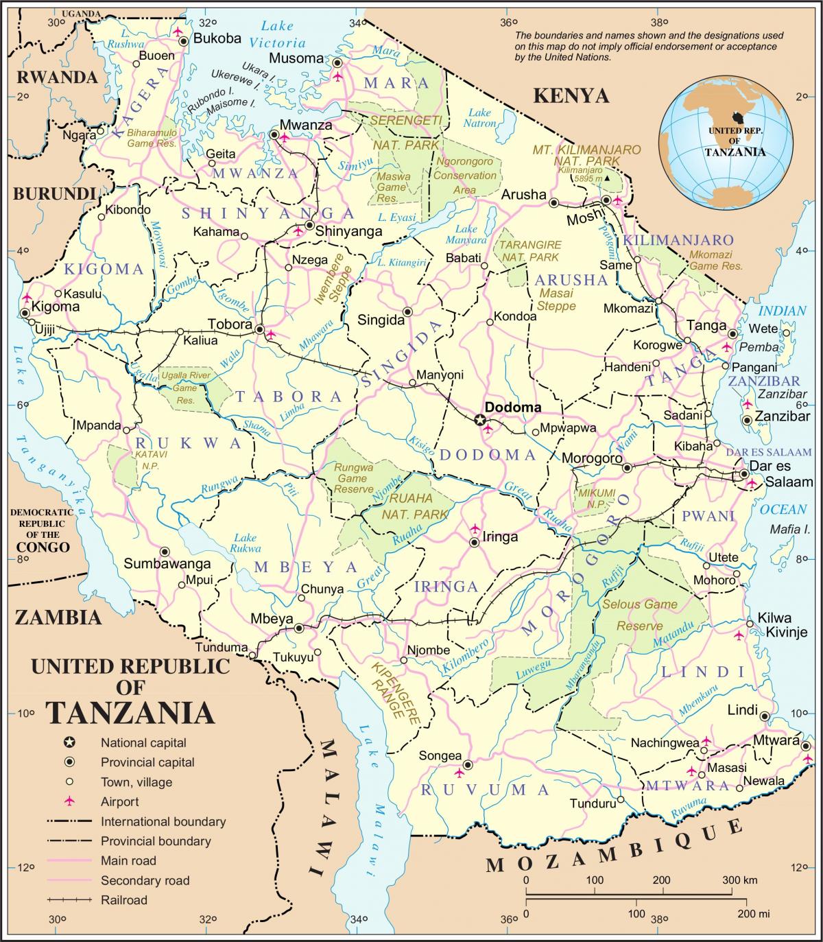 Mappa della tanzania fiume