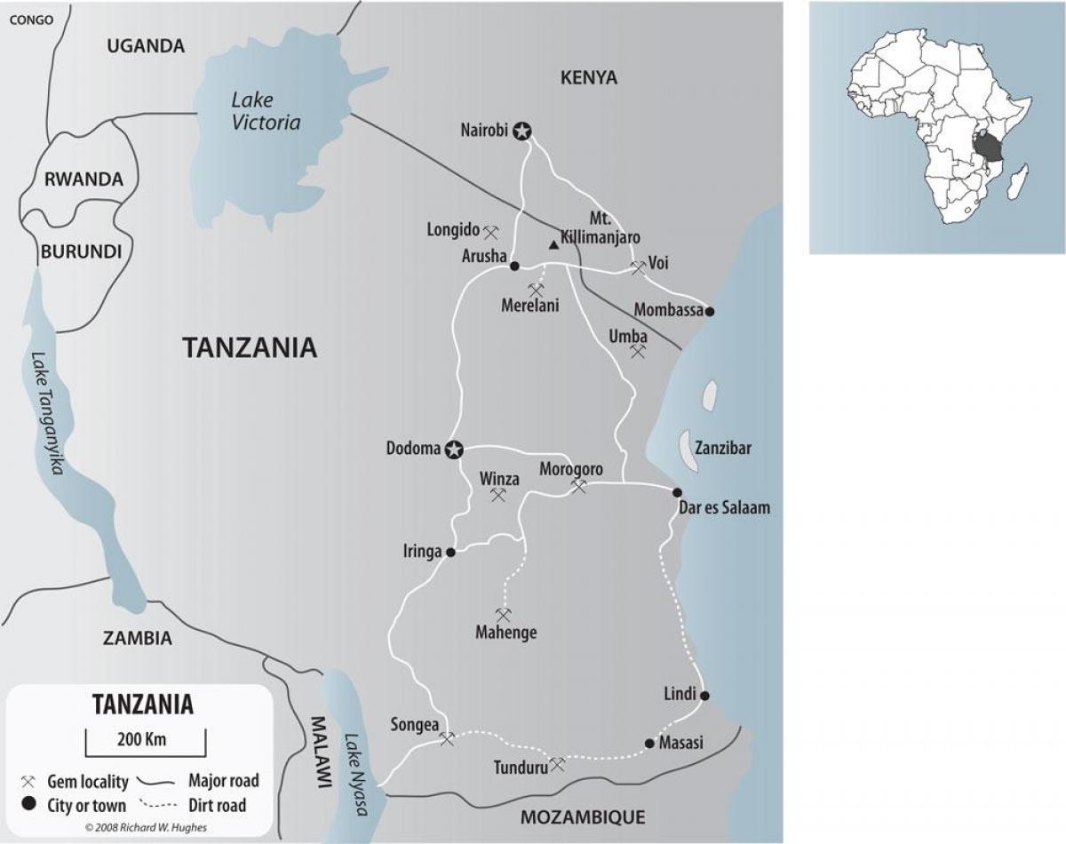 Mappa della tanzania miniere d'oro