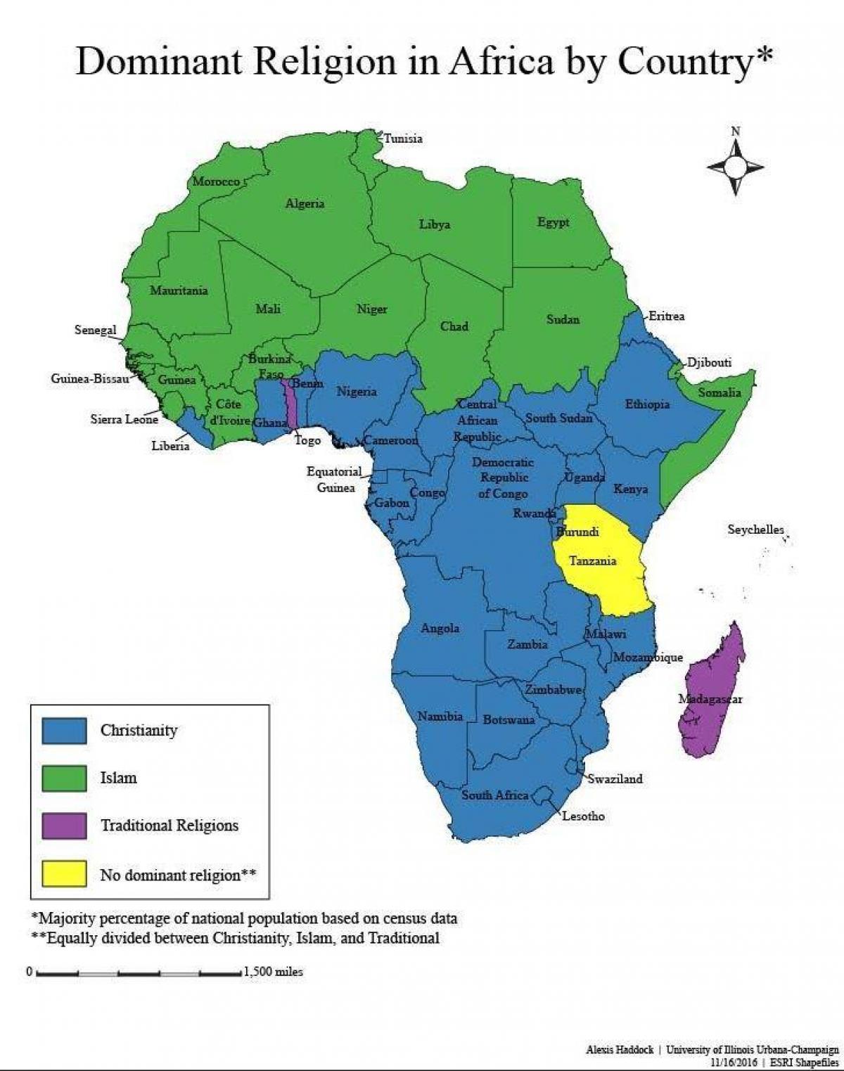 Mappa della tanzania religione