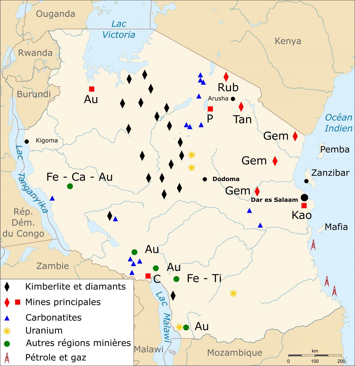 Mappa della tanzania risorse naturali