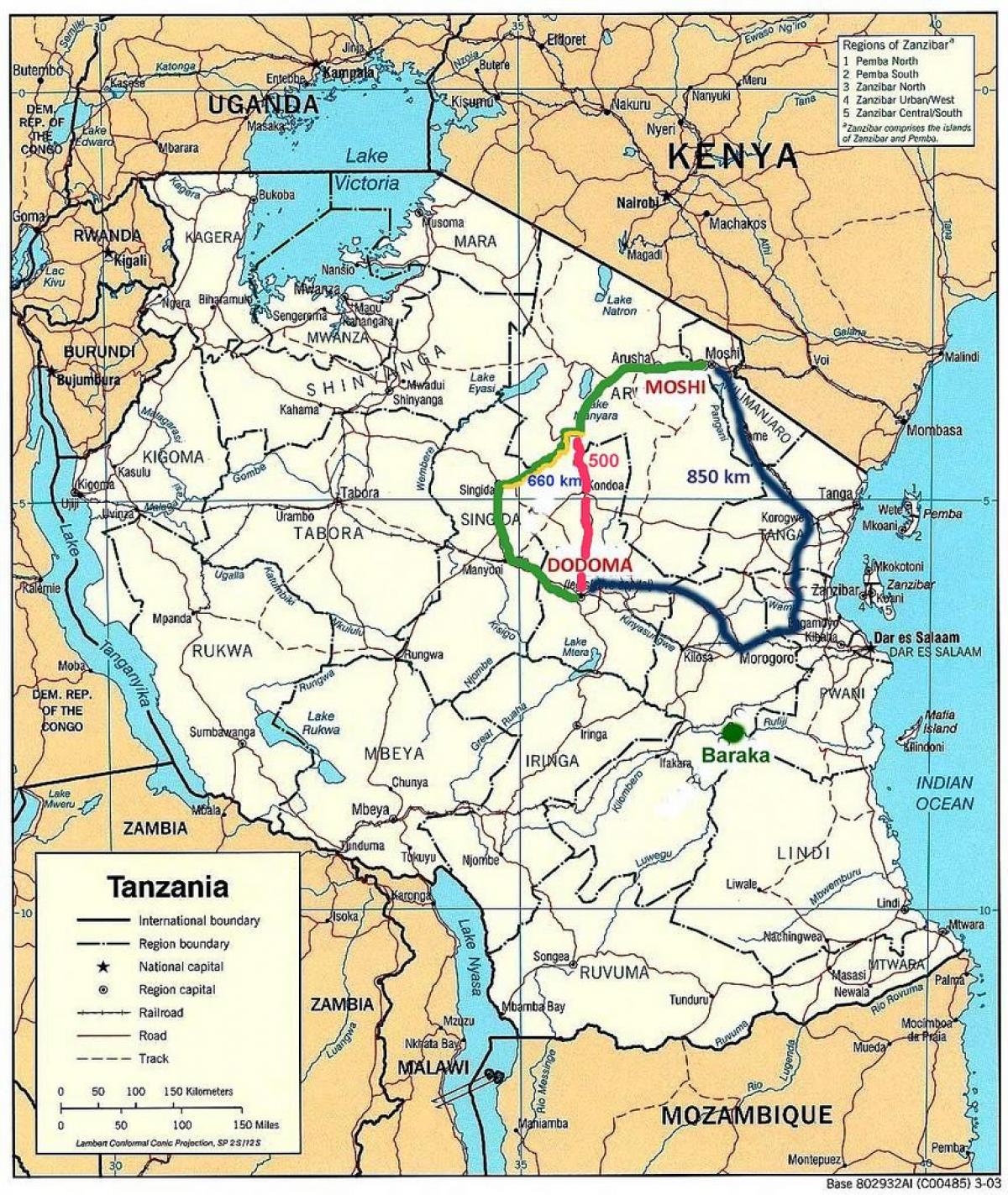 tanzania mappa della rete stradale
