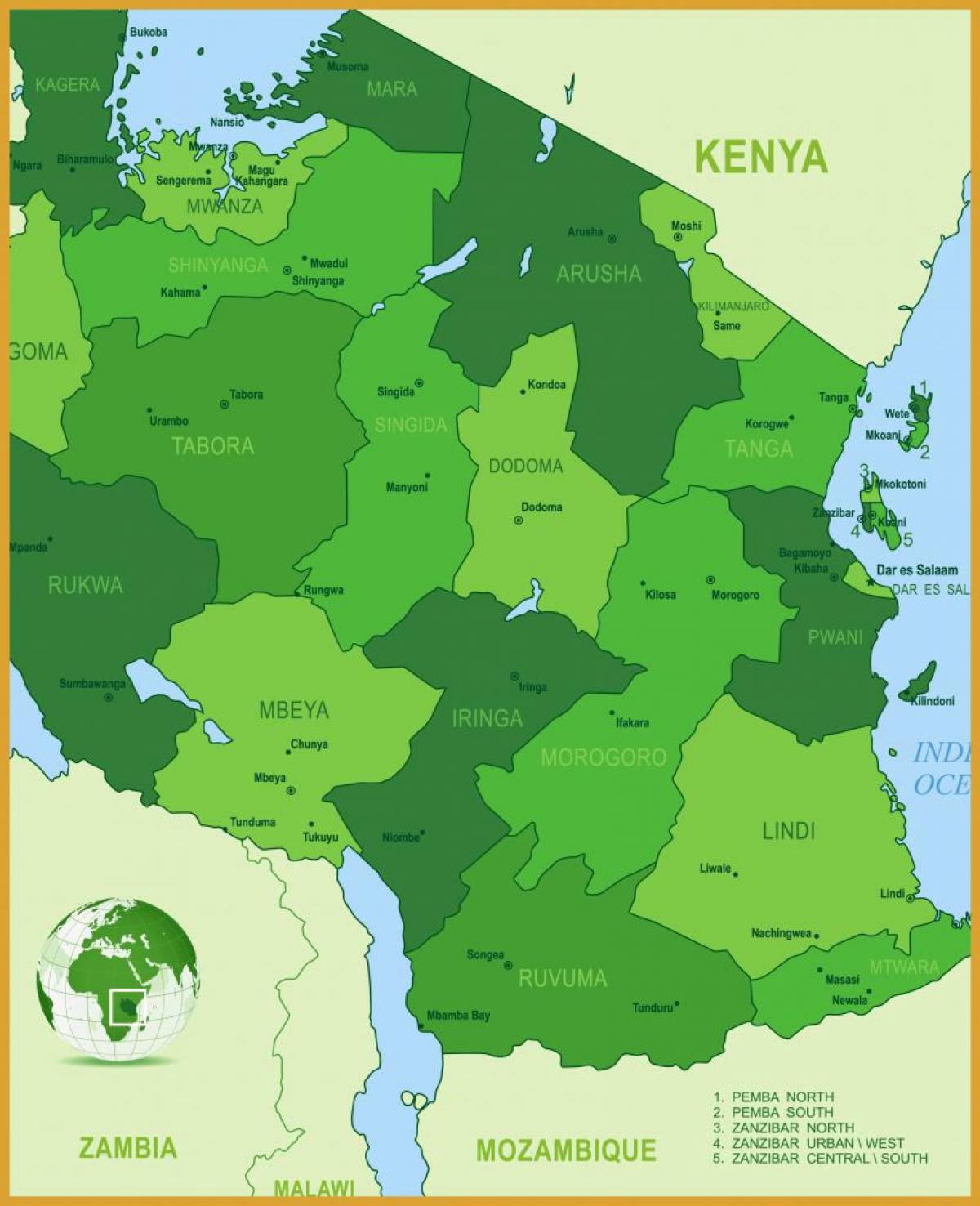 Mappa della tanzania vegetazione