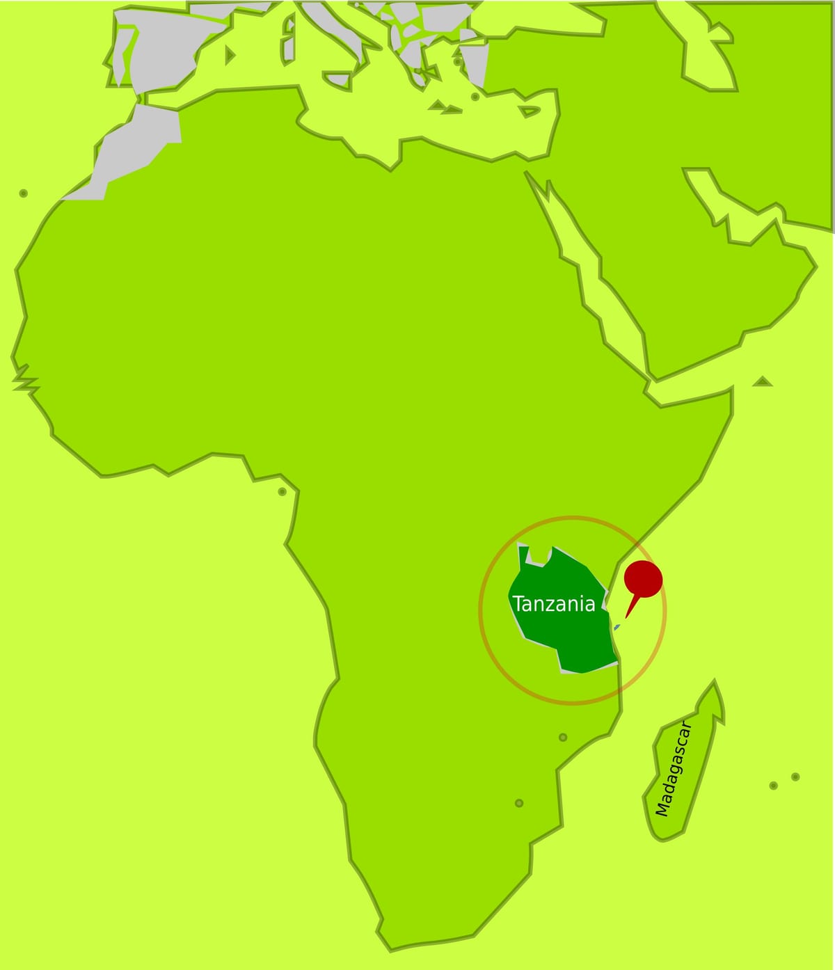 Mappa di isola di mafia in tanzania