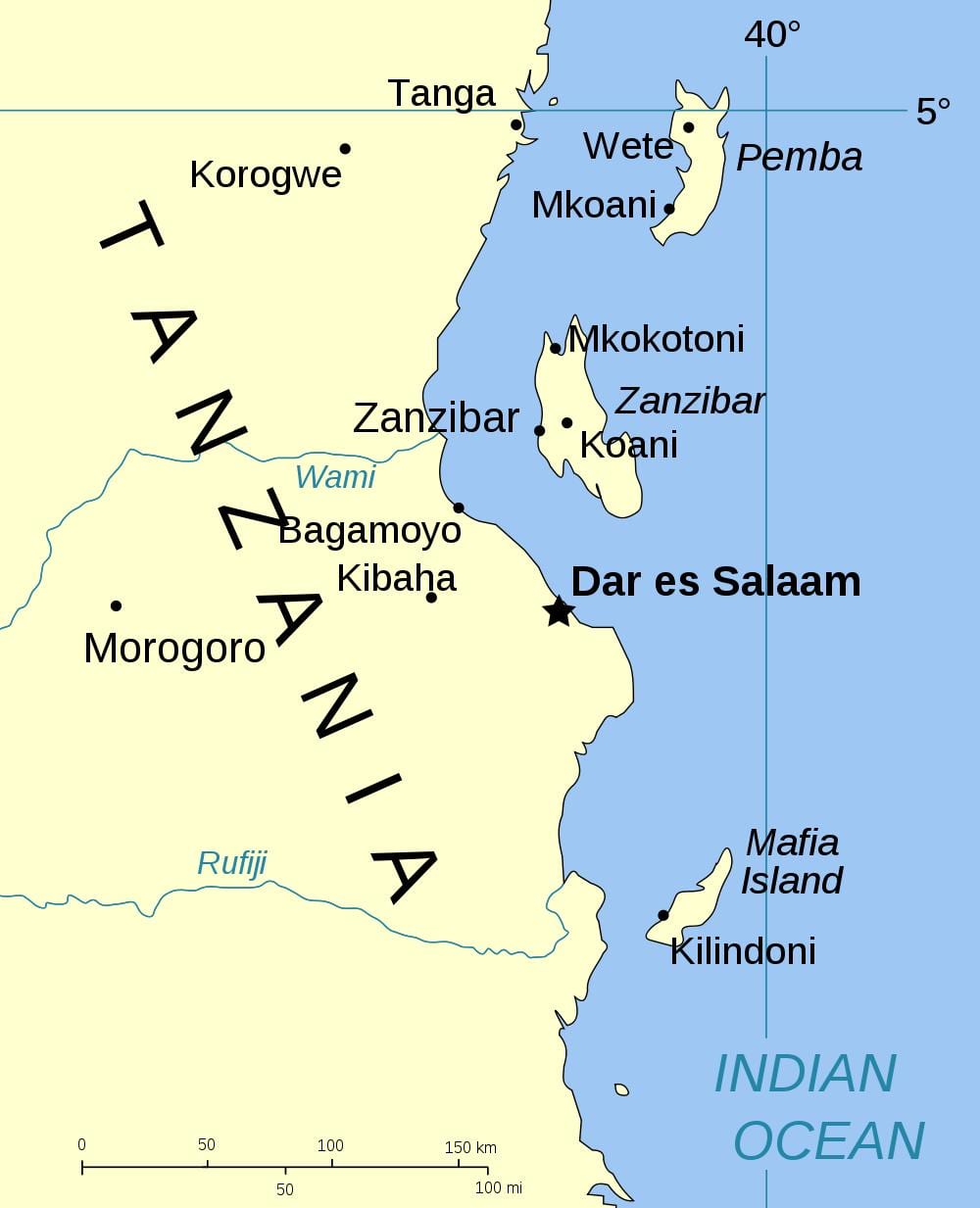 tanzania mappa delle isole