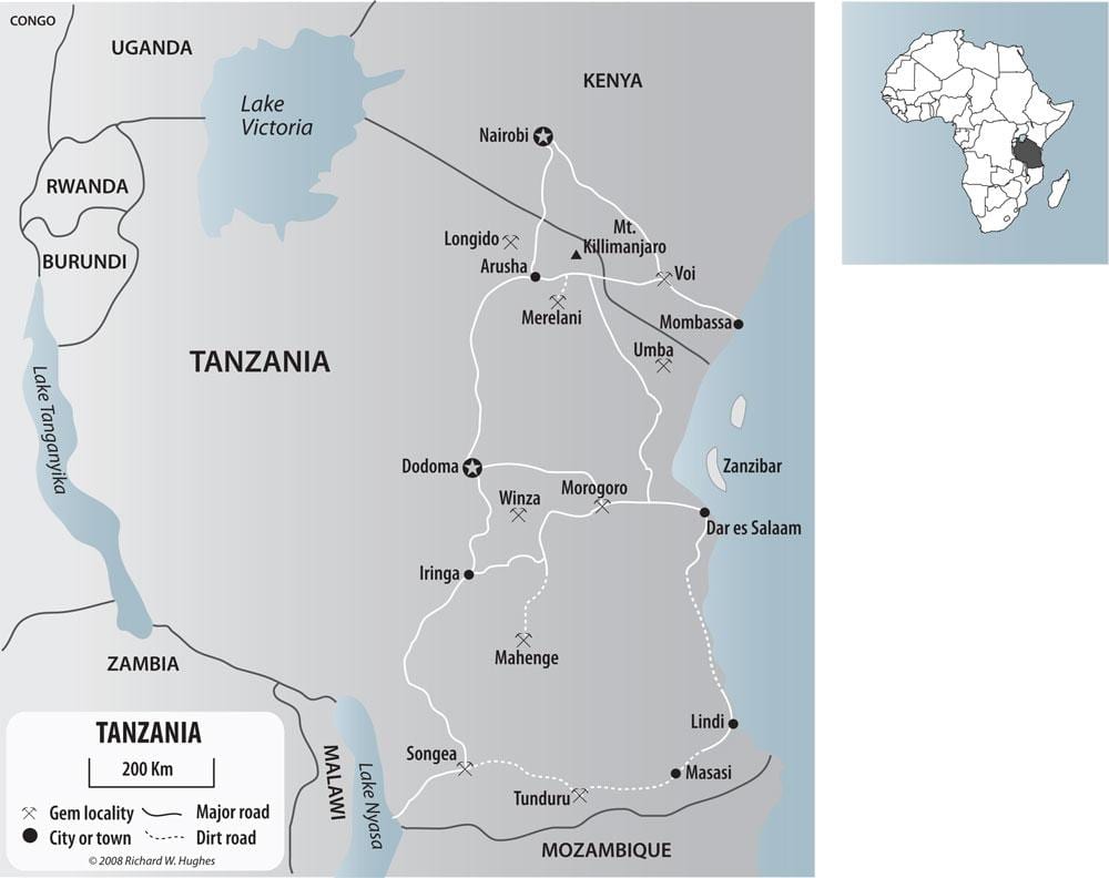 Mappa della tanzania miniere d'oro