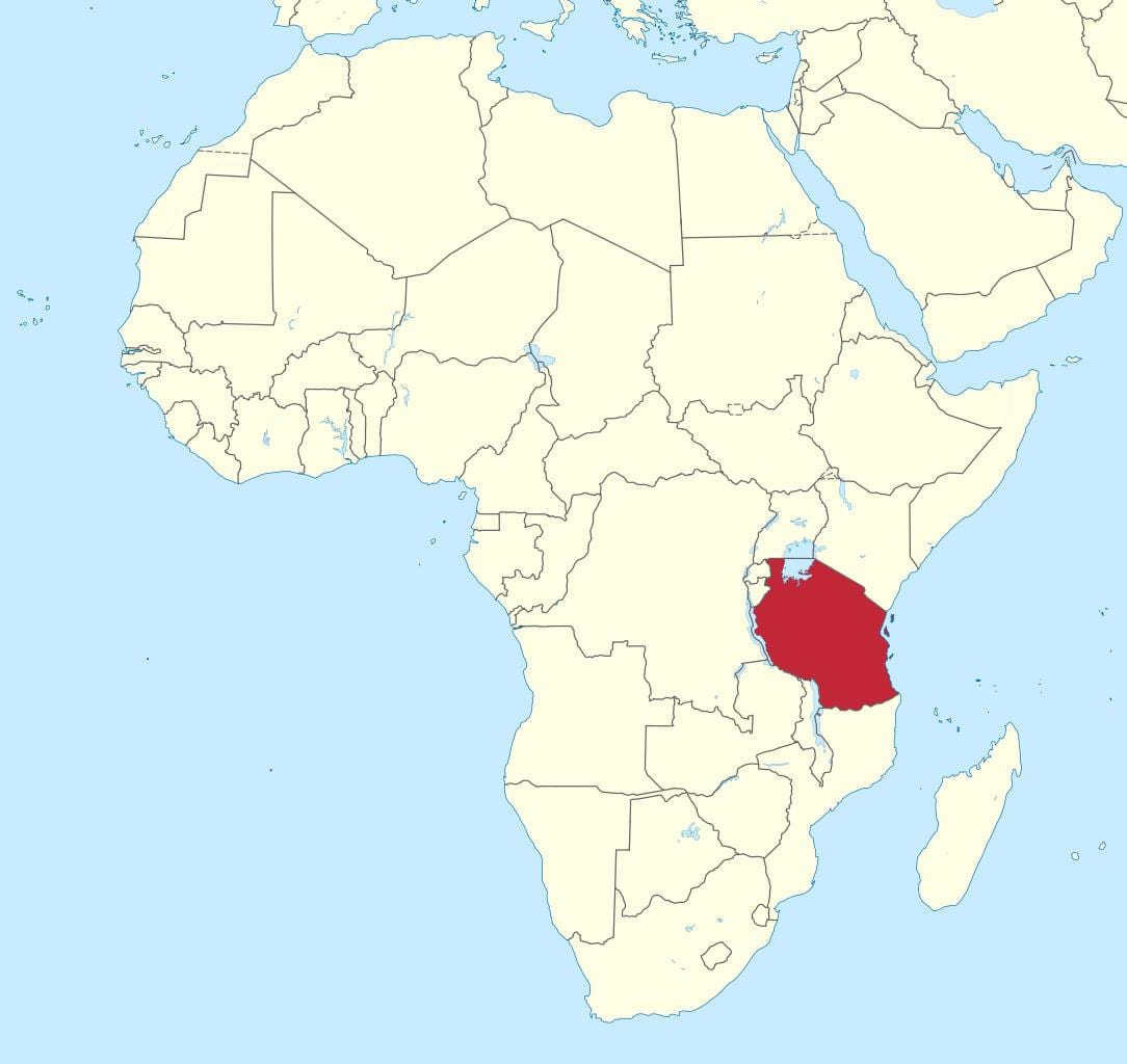 tanzania sulla mappa di africa