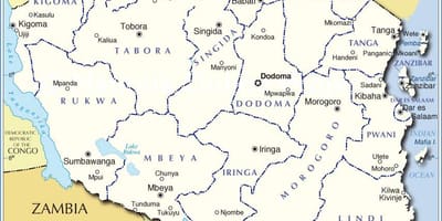 Tanzania amministrativo mappa