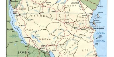 Mappa dei siti storici in tanzania