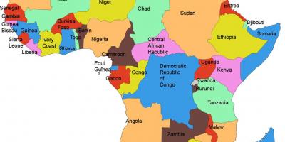 Mappa di africa mostrando tanzania