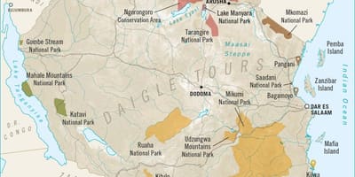 Mappa della tanzania riserve di gioco