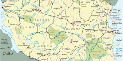 Tanzania attrazioni turistiche mappa