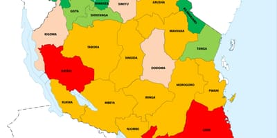 Tanzania densità di popolazione mappa